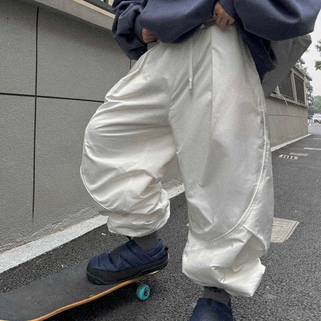 裏起毛ホワイトビックシルエットパンツ　1098