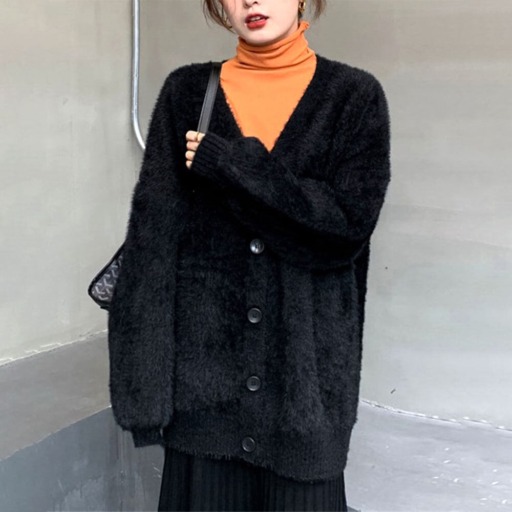 シャギー ニット カーディガン レディース 秋冬 韓国 防寒 保温 暖かい ふわふわ 大人 かわいい おしゃれ アウター 羽織り カジュアル ゆったり 大人可愛い 大人女子