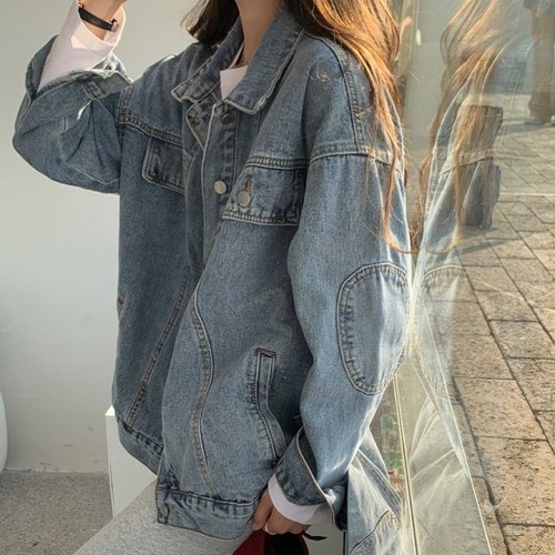 デニムジャケット レディース カラバリ1色 ブルー デニム ジャケット アウター 長袖 春 秋 新作 オーバーサイズ メンズライク ストリート フロントボタン おしゃれ サイズ3展開 S M L