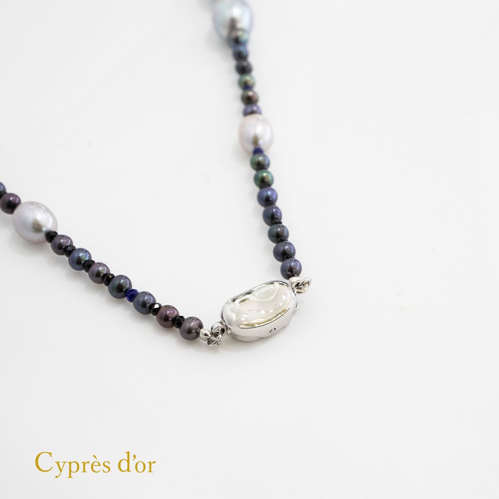 送料無料】グレーパール スピネル ラピスラズリ 普段使い ロング