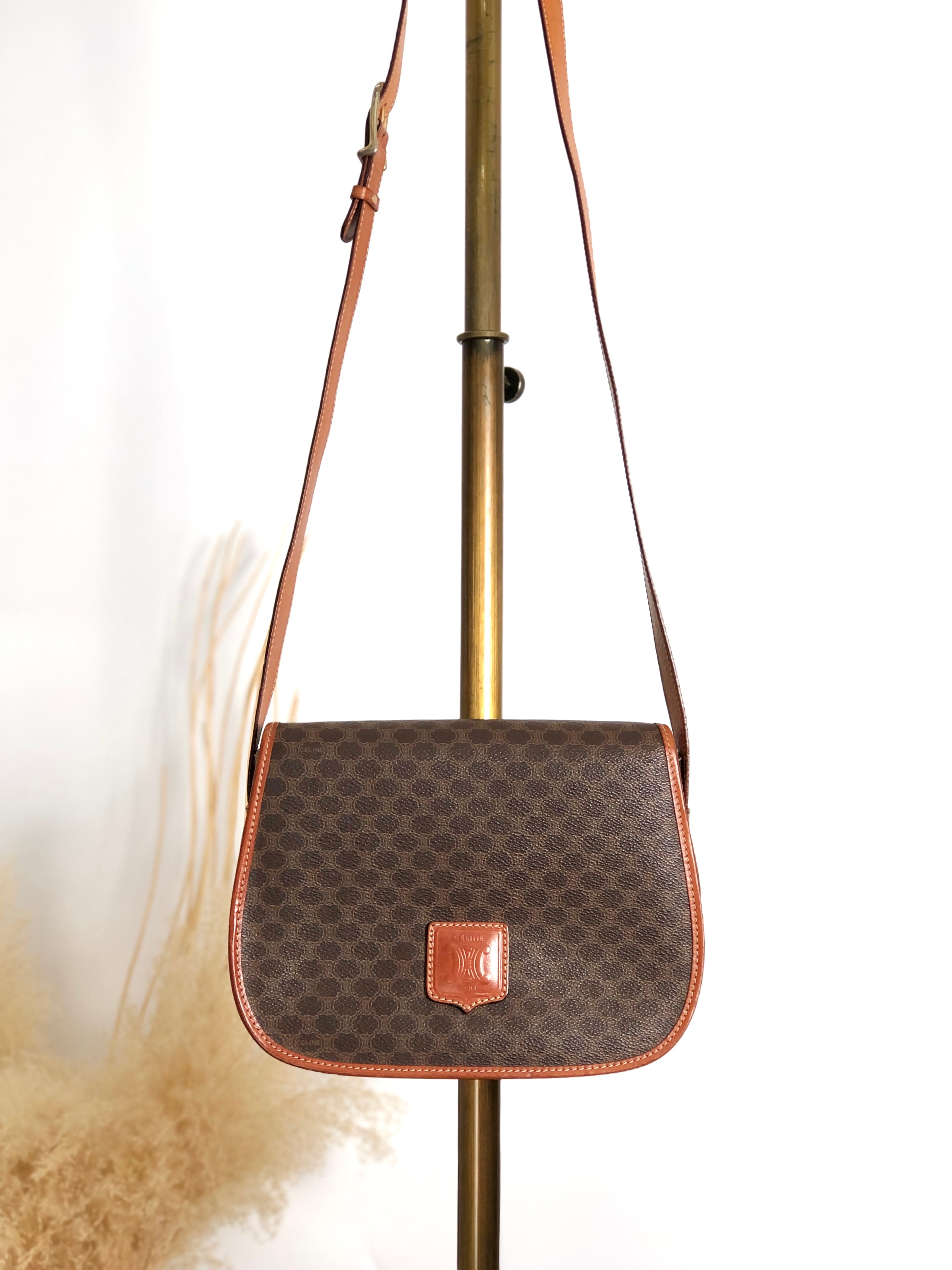CELINE セリーヌ ショルダーバッグ ブラウン マカダム ブラゾン型押し
