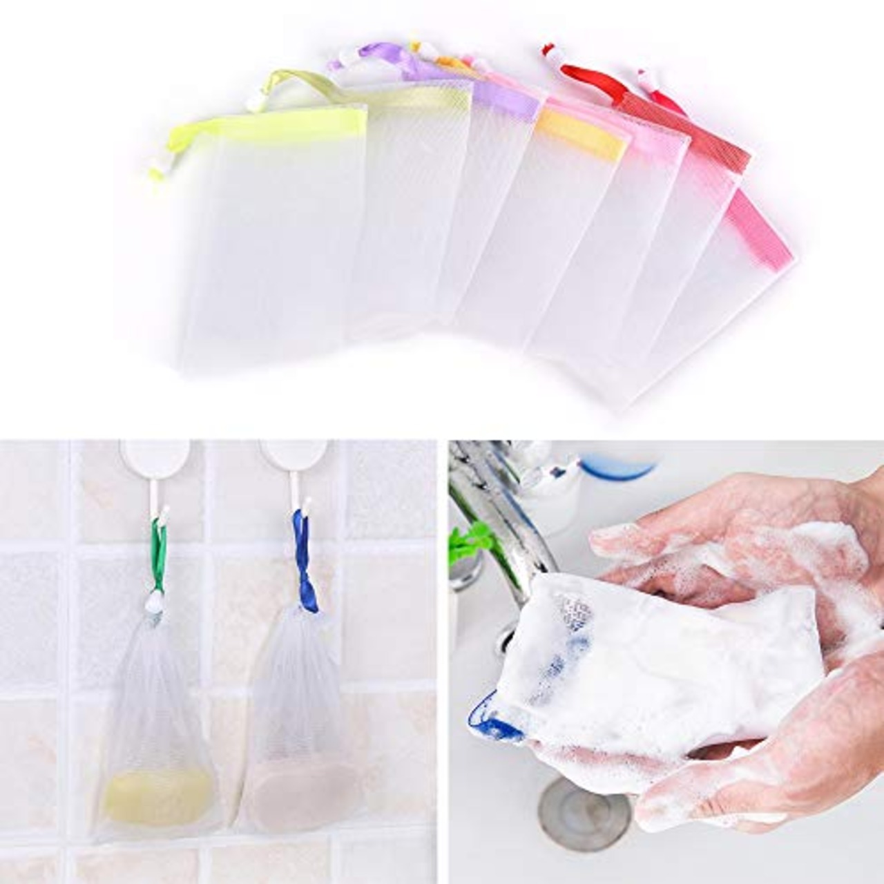 Yumosmn 石鹸ネット 泡立てネット 石鹸 石けん メッシュ 泡が作れる洗顔フォーム 10個セット ランダムな色