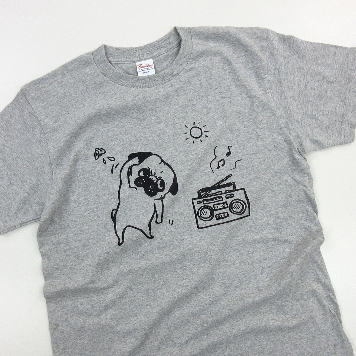 ラジオ体操 パグ Tシャツ dog60 犬 ブヒ パグ 好き 服 ゆるい イラスト
