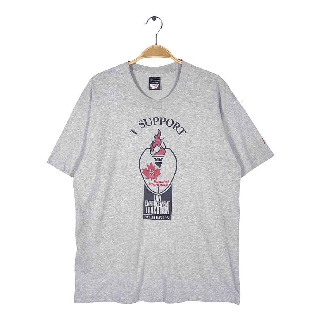 80s スペシャルオリンピックス マクドナルド カナダ製 ヴィンテージ Tシャツ グレー シングルステッチ サイズXL BZ0685