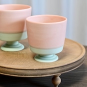 MUMCA 丸谷牧子 作 脚付ゴブレット ピンクxグリーン 小 Goblet Pink x Green S (1 個)/ 2104400000573