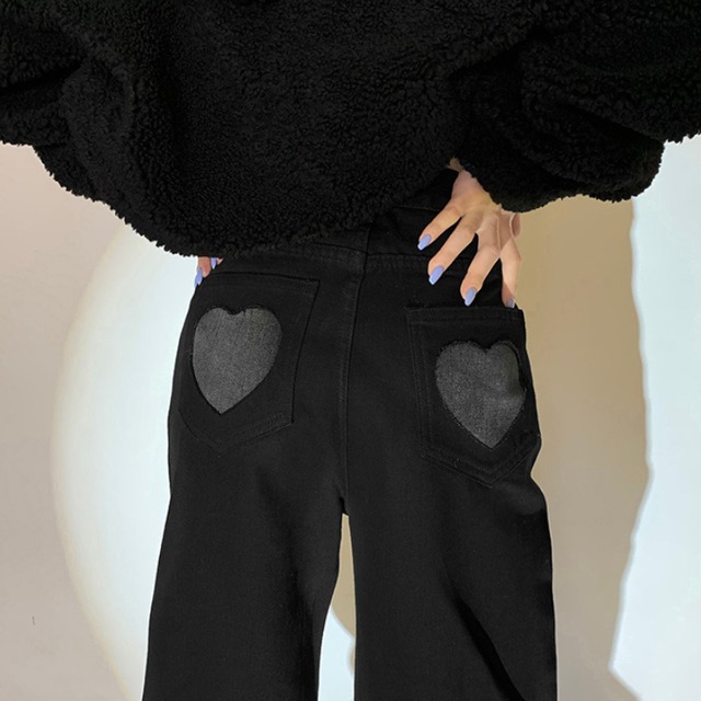 back heart design denim　バックハートデザインデニム　J1066