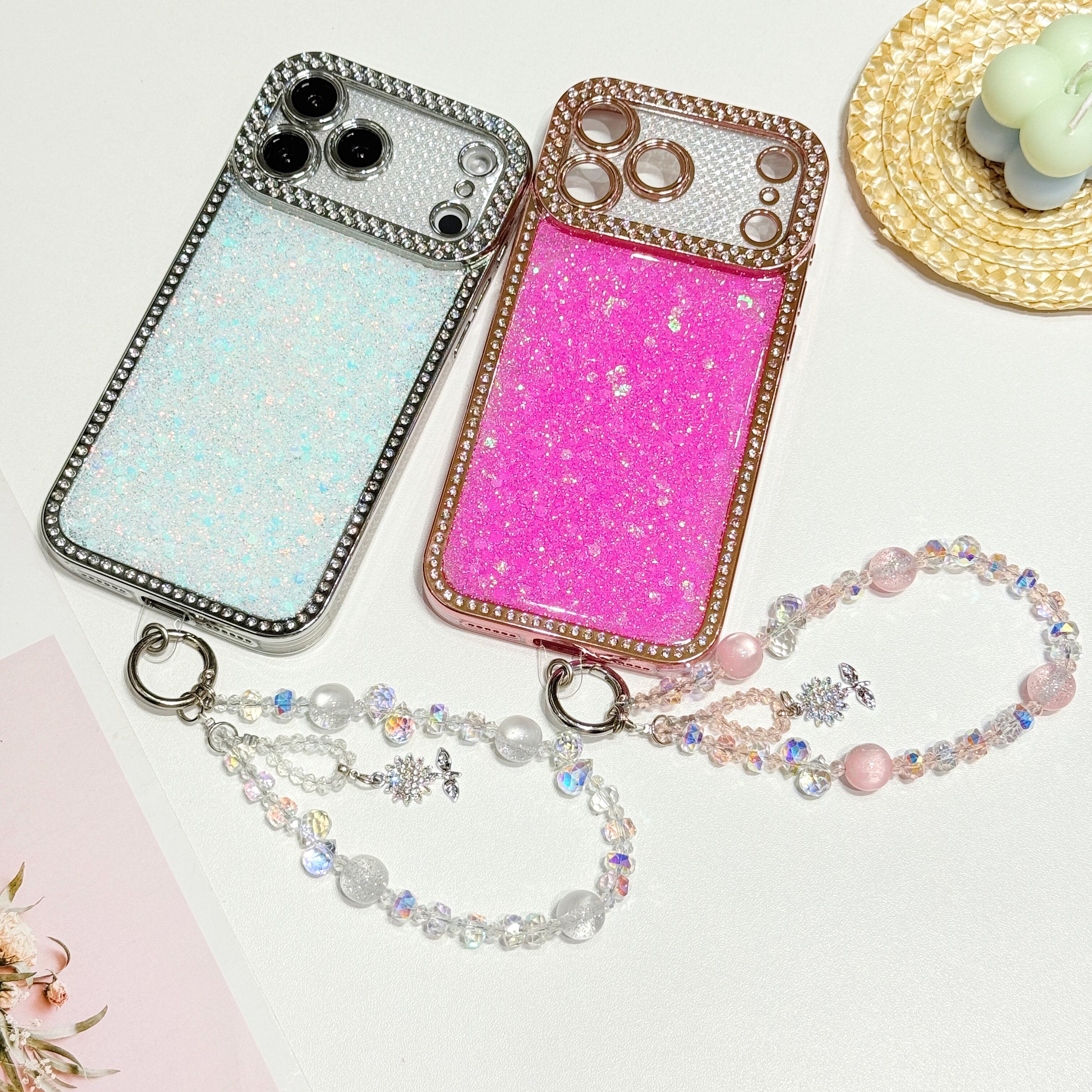 ストラップ付き iphone 17 16 15 14 13 ケース キラキラ 派手 ラメ