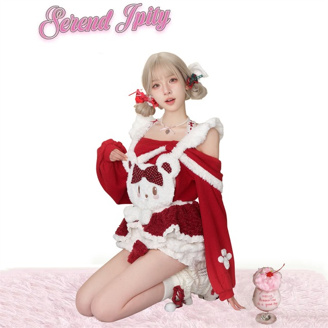 （3点セット）ふわふわプリンセス オリジナル ロリータ かわいい オープンショルダー ワンピース121723284