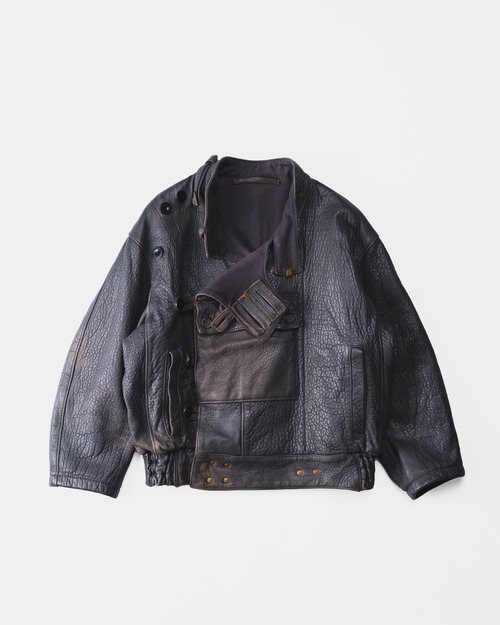 [1970-80's] "Mac Douglas" Swedish Motorcycle Design Leather Jacket -Cashmere&Wool Lining-