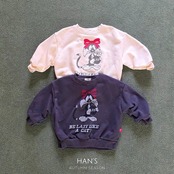韓国子供服 / 26Autumn / 〖取寄〗Hans / リボンキャットスウェット / キッズ服 / ジュニア服 *XS~JM*