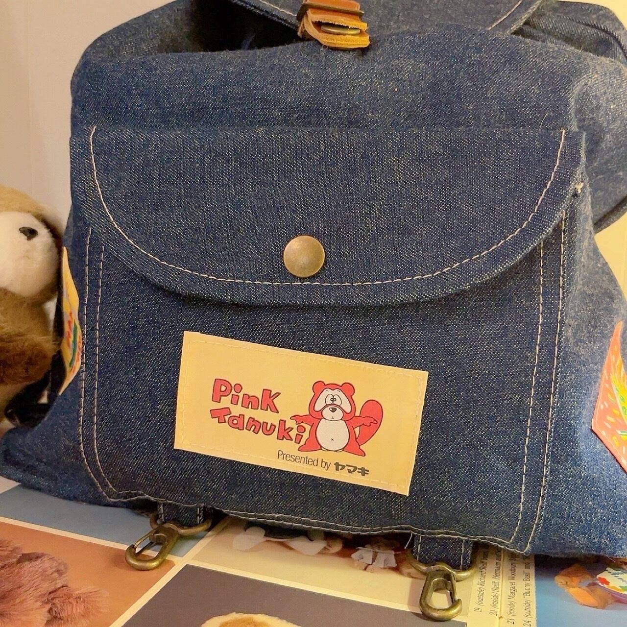 tanuki wappen denim backpack