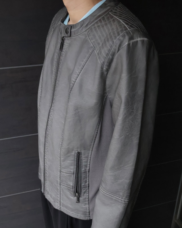 grey single riders jacket