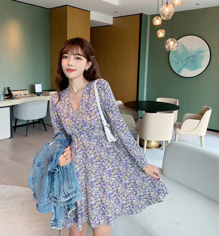 ワンピース 花柄刺繍 Vネック ミニ丈 ノースリーブ レトロ L3390 取り寄せ品】レトロフローラル 小花柄 Vネック Aライン ミニ丈