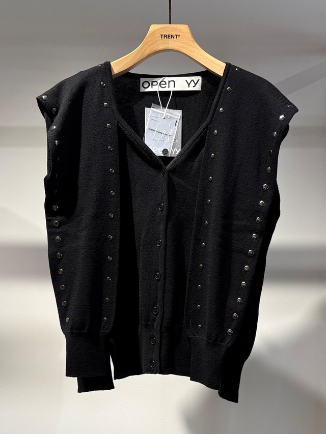 【26AW】OPEN YY オープン ワイワイ/ カーディガン / STUD SLEEVE LAYERED CARDIGAN