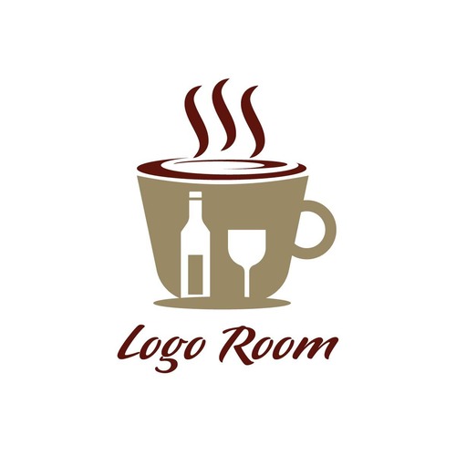 No686 コーヒーとお酒のロゴ【茶色、コーヒー、お酒、シンプル、おしゃれ、落ち着き、カフェ、喫茶、bar、夜カフェ、お店、ショップ、飲食】