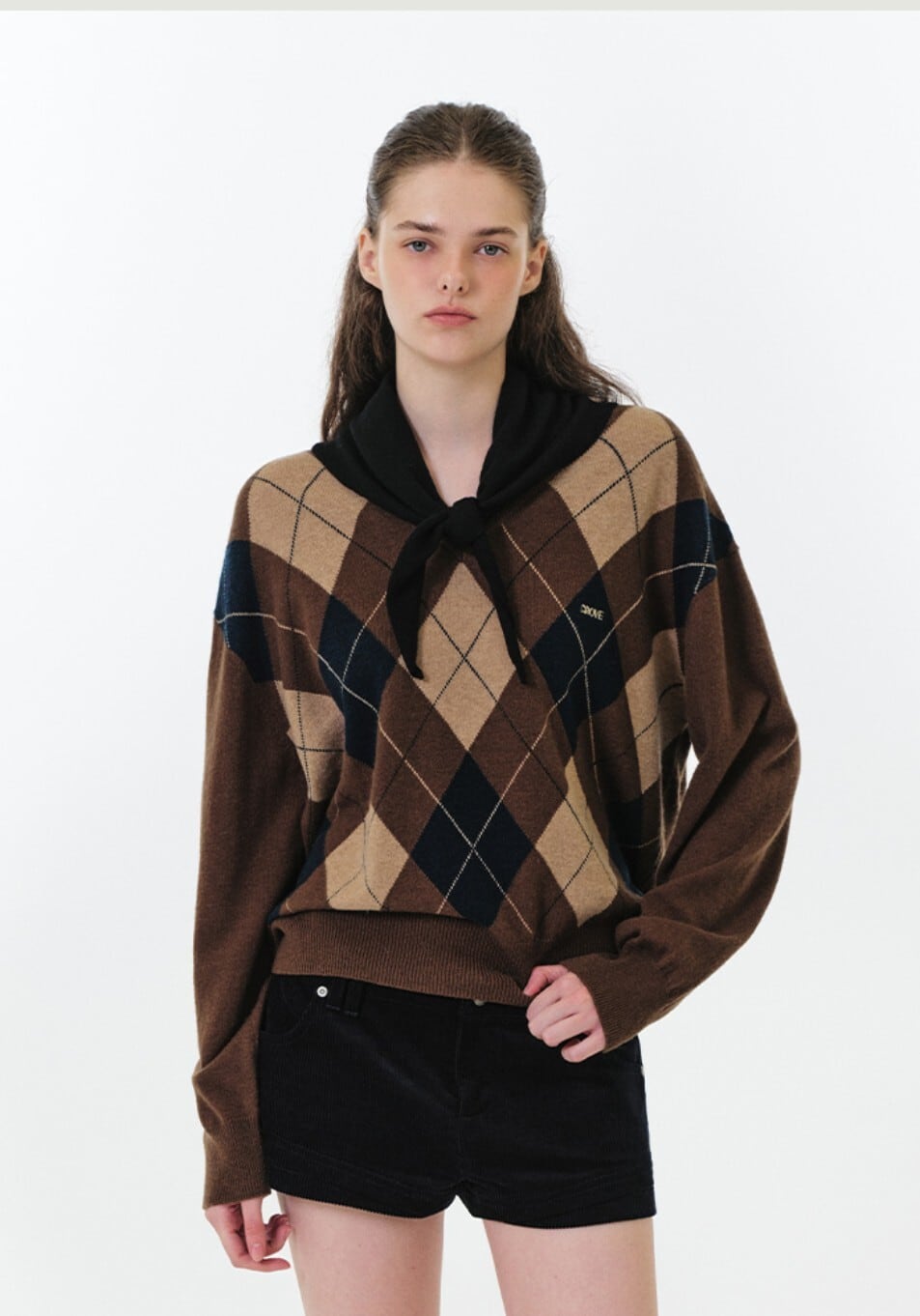 ☆IVE ユジン 着用！！【GROVE】MOMO ARGYLE KNIT (BROWN) | もごつ