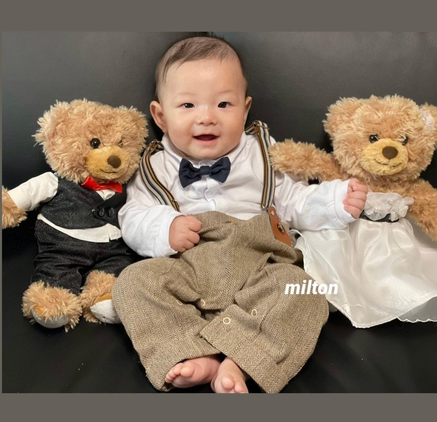 ブラウンロンパーススーツ】70,80,90 cm 男の子 スーツ ベビー キッズ