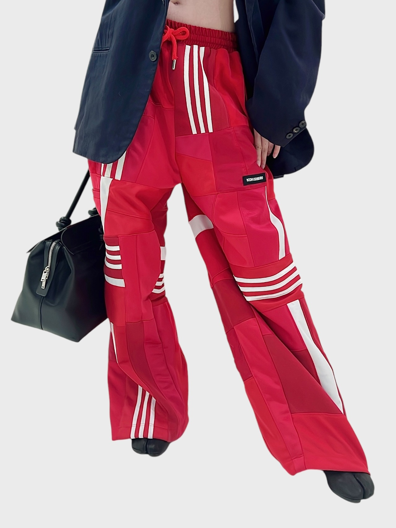 KOH ISHIGURO Upcycled Crazy Patchwork LINE wide pants -RED- Woman  model - 7