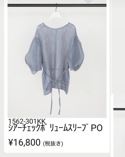 9ri125様専用《ご予約》【chignon】チェックオーガンジーブラウス ブルー