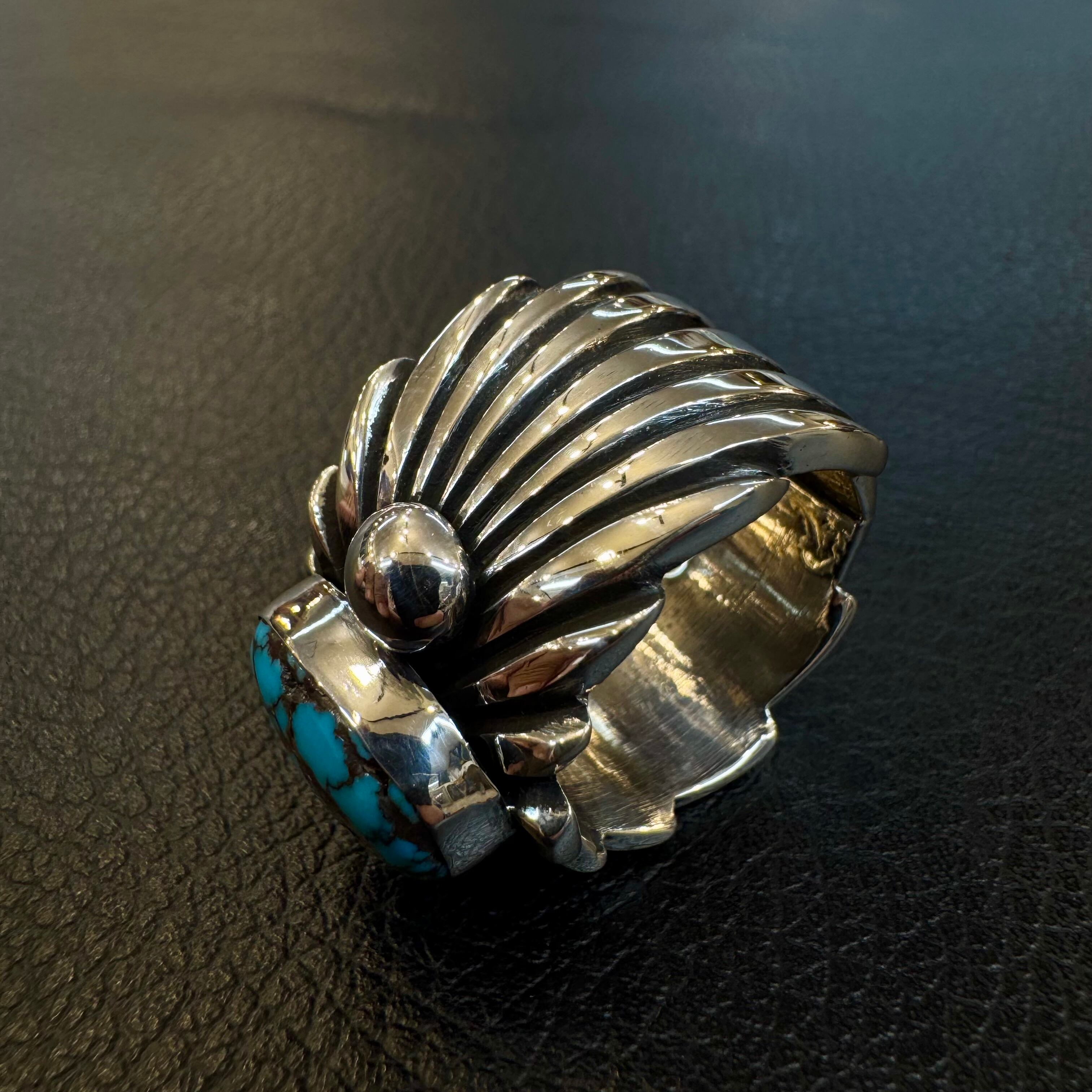 NAVAJO アーロンアンダーソン 2ラインリング ナバホ トゥファキャスト NAVAJO アーロンアンダーソン 2ラインリング ナバホ トゥファキャスト