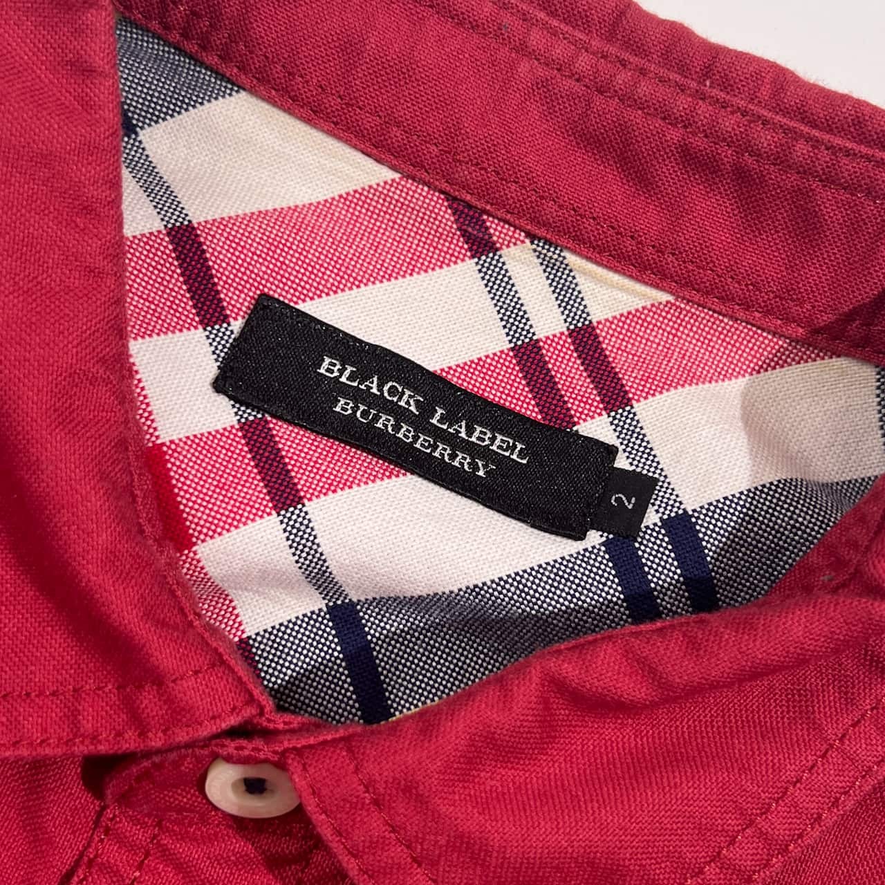 BURBERRY BLACK LABEL バーバリー コットン 長袖シャツ 2/レッド系 メンズ 三陽商会
