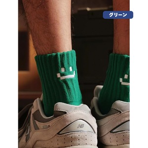 Smiley face ribbed crew socks 1464