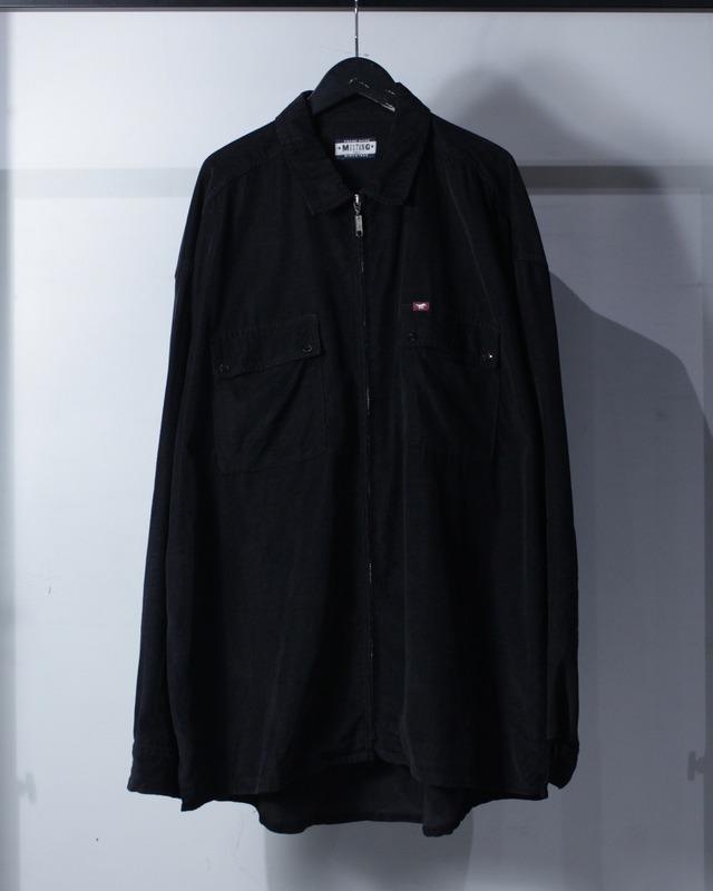 【Caka BLACK】Monogram Pattern Vintage Zip Up Corduroy Shirt Jacket