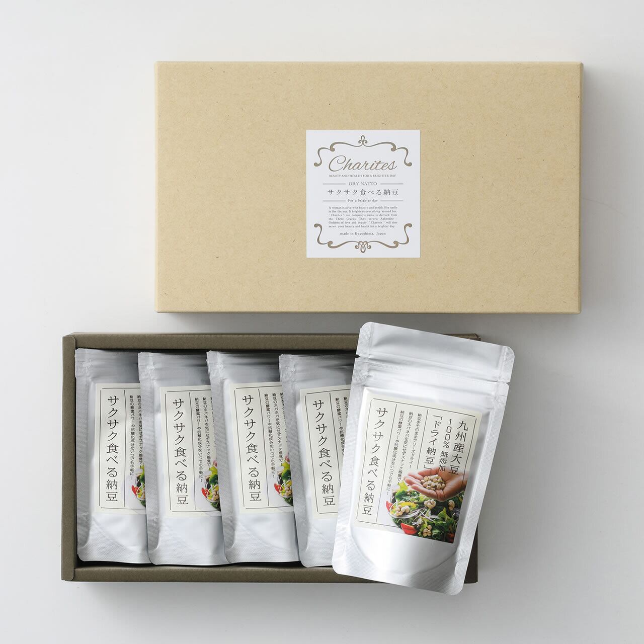 ギフト サクサク食べる納豆g 5個セット オリジナルラベルの作成ができます サクサク食べる納豆 カーリス Charites