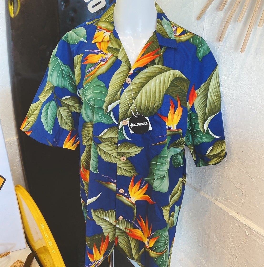 ハワイ直送】メンズ アロハシャツ [エアブラシバードオブパラダイス
