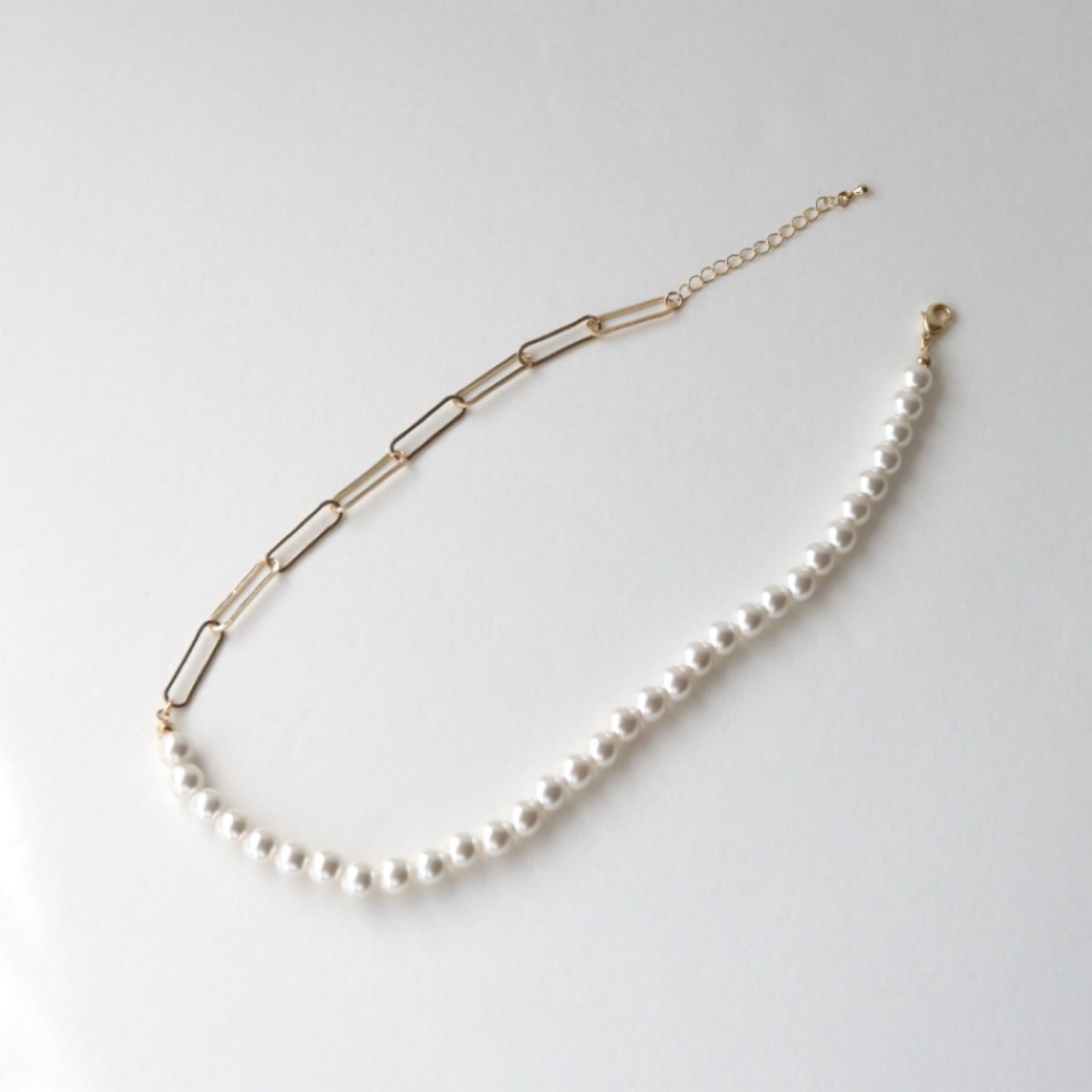 パール×スクエアチェーンネックレス | Danae∴