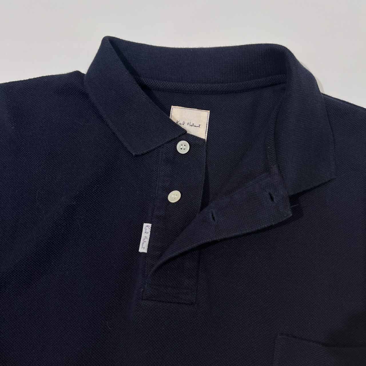 Karl Helmut カールヘルム 鹿の子 半袖 ポロシャツ LL /ネイビー/メンズ