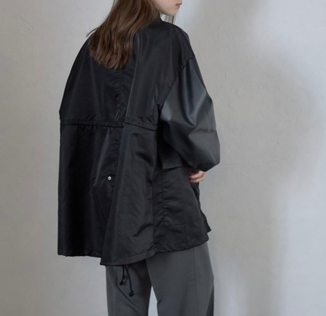 エコレザー×ナイロンスタンドカラージャケット