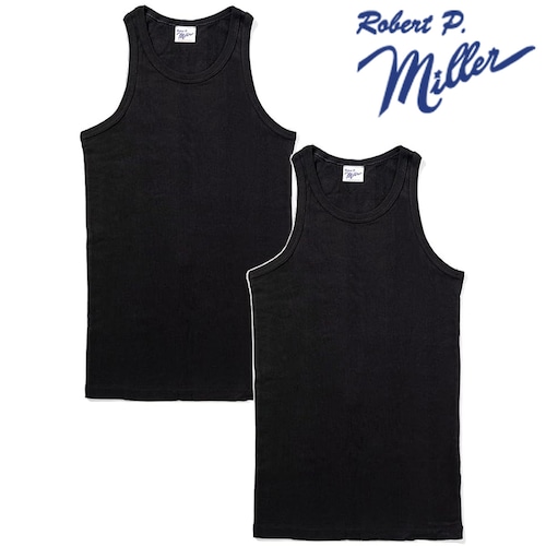 Robert P.Miller パネルリブ タンクトップ 2枚セット|綿100% メンズインナー 110C BLACK×BLACK