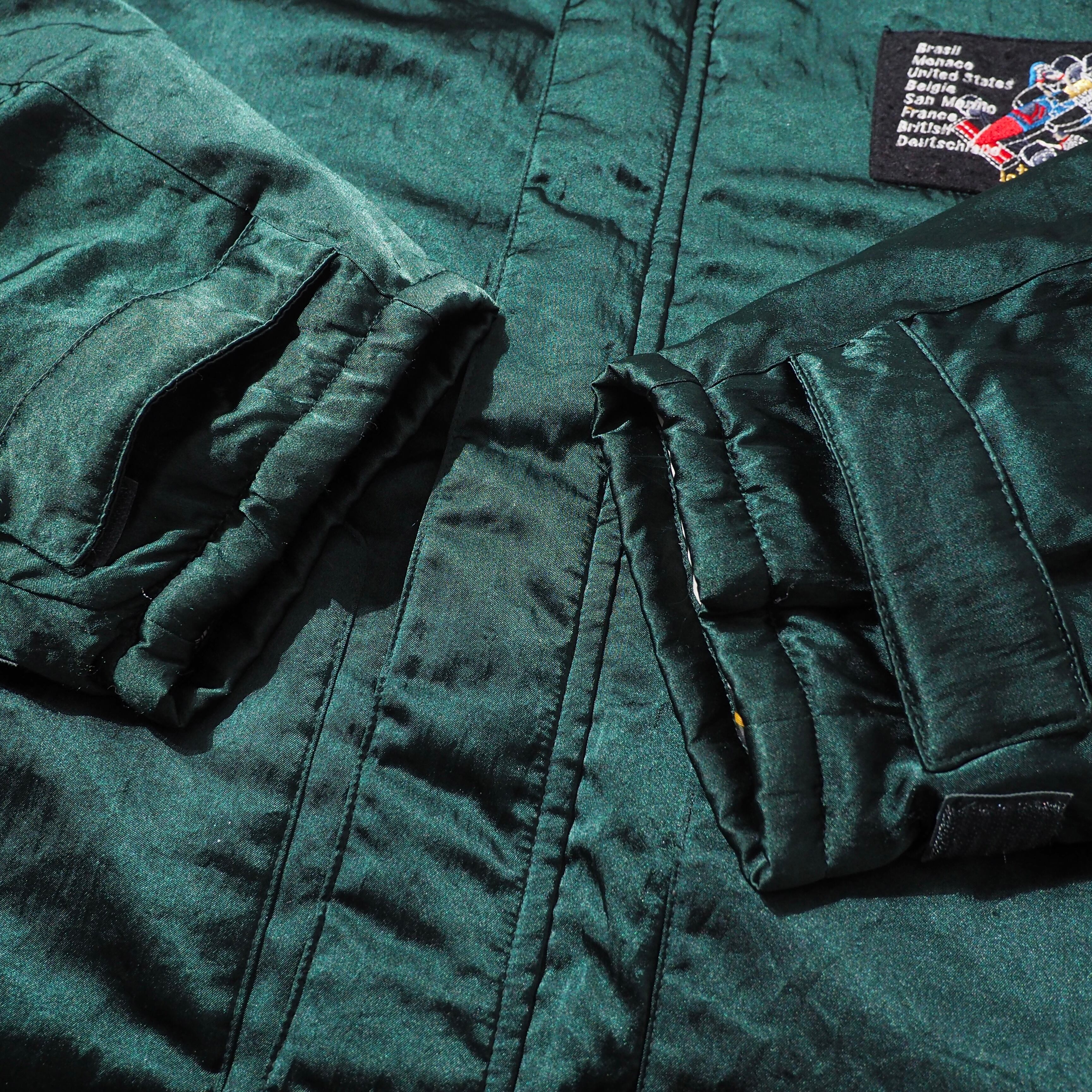 1980 - 90s " INTER FUSION " Beautiful Green × Pop Lining vintage Racing Blouson