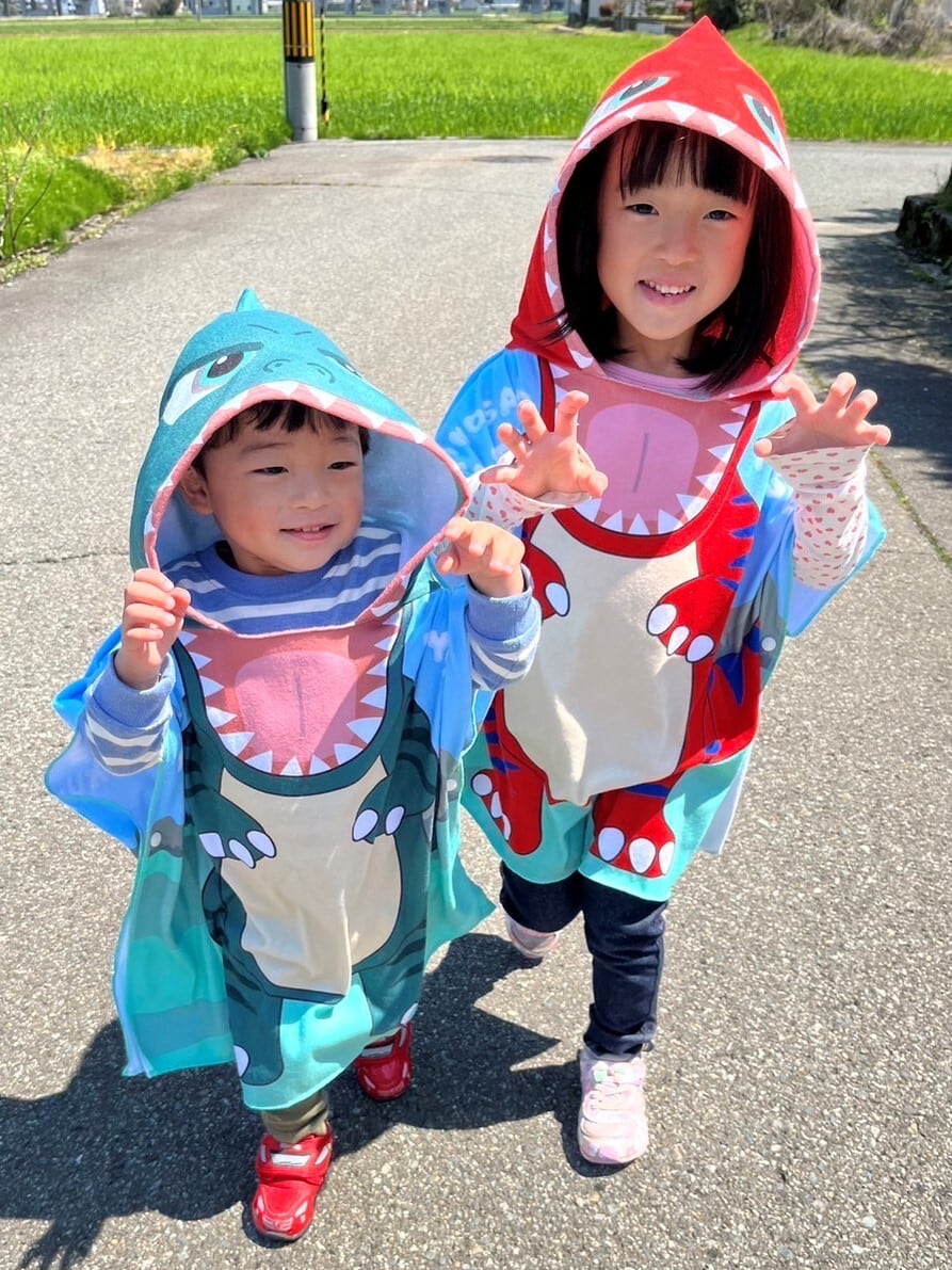 フード付きポンチョタオル 恐竜渓谷かつやまオリジナル 吸水速乾