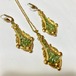 Vintage Jade Chip Dangle Pierced Earrings  & Pendant Necklace