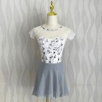 【即納】リトルブロッサム ショートスリーブレオタード ブルー XL L0860