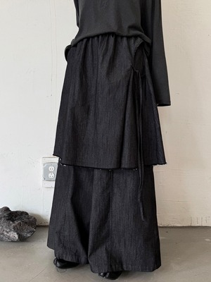 Asymmetric layered skirt pants [T2799]