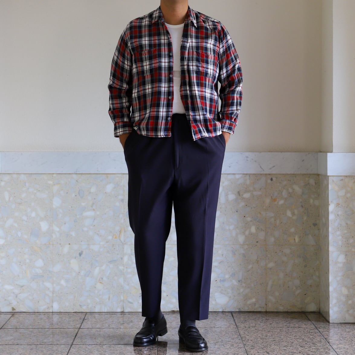 極美品】60s special Vintage rayon open collar check shirt mint