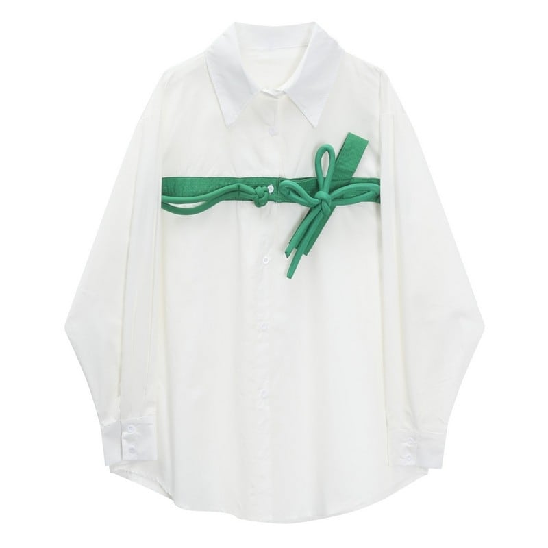 紐デザインシャツ 2color 10071