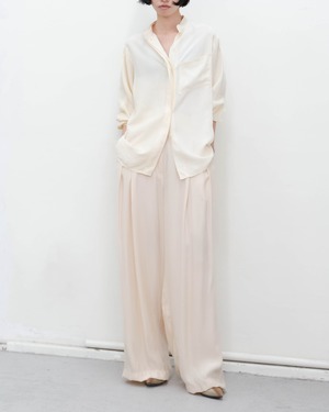 1980s Euro vintage - fly-front silk band-collar shirt