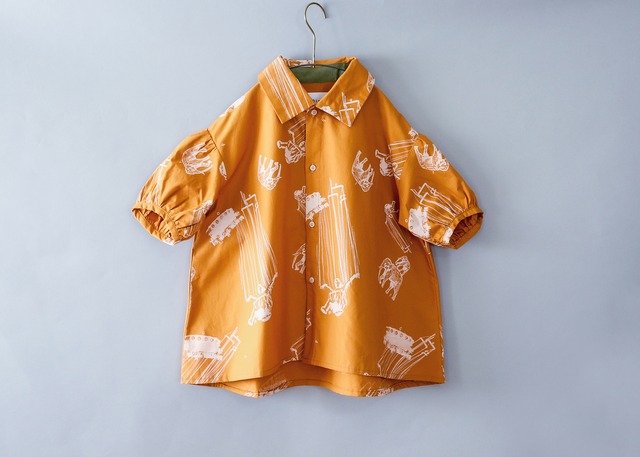 【税込12650→税込3300】ミチリコ(michirico) Holiday TEX shirts　アンバー【L・XL】シャツ　