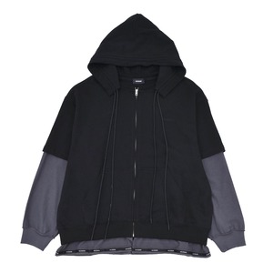 【WE11DONE】BLACK LAYERED DOUBLE STRING HOODIE