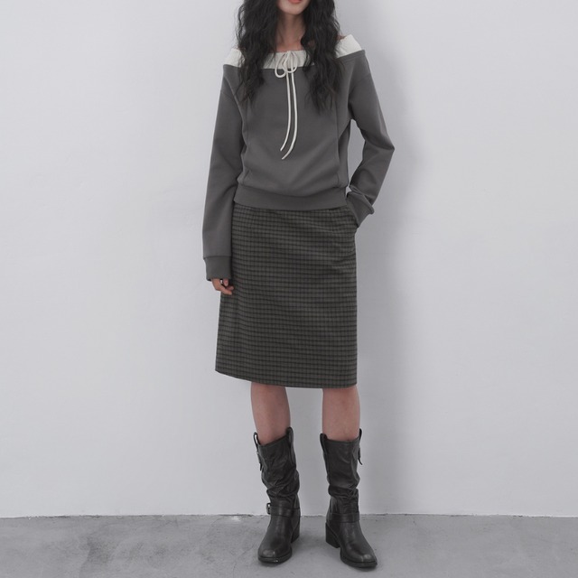 off-shoulder drawstring sweatshirt　J00312