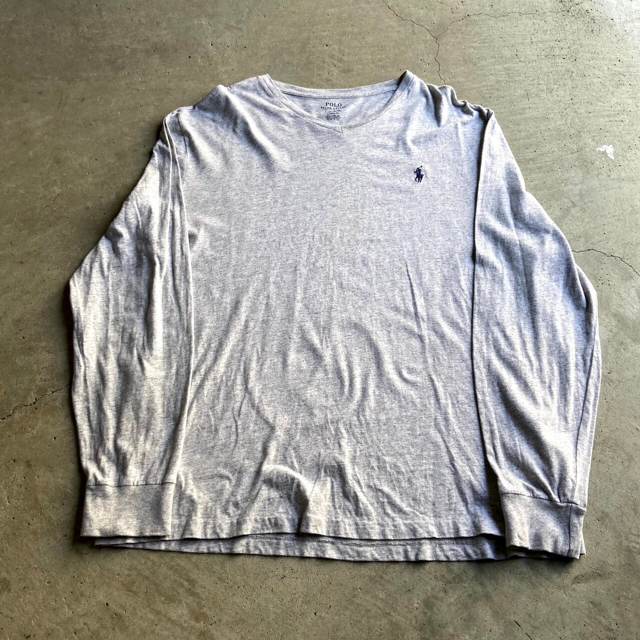 Polo Ralph Lauren ラルフローレン ワンポイントロゴ Vネック ロングtシャツ メンズl 古着 ロンt ライトグレー 灰色 ロング Tシャツ Ws22 50 Sa24 Ts26 Cave 古着屋 公式 古着通販サイト