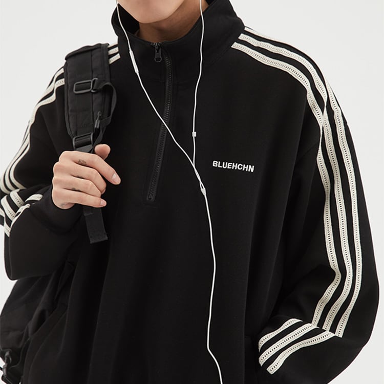 ★SIDE CONTRAST STITCH STAND COLLAR SPORTS JACKET　　　A0526