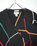 ~90s IZOD "HAND INTARSIA" V-Neck Cotton Knit