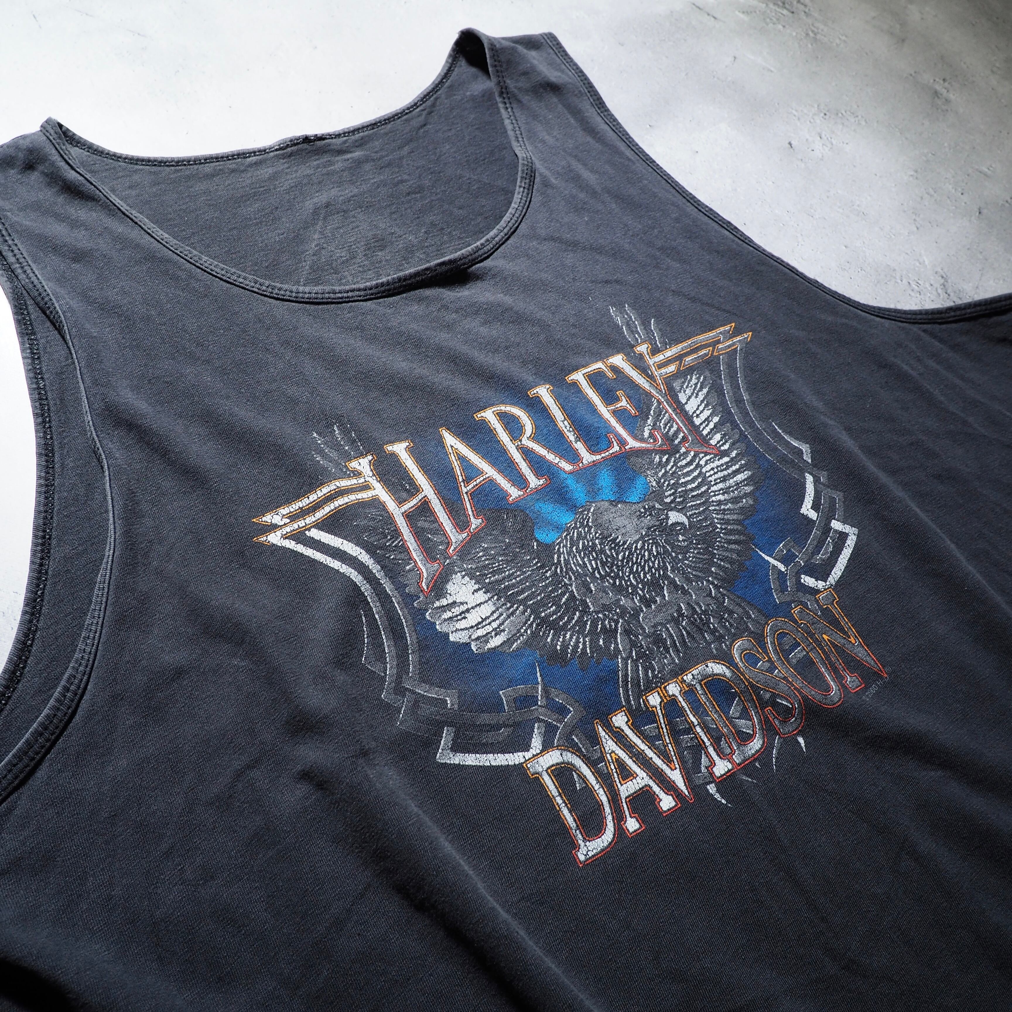 ” Harley-Davidson ” Aging fade printed loose Tank top Tee