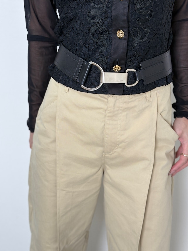 PRADA プラダ ベルト ブラック ロゴ レザー メタルバックル vintage ヴィンテージ オールド mverzc
