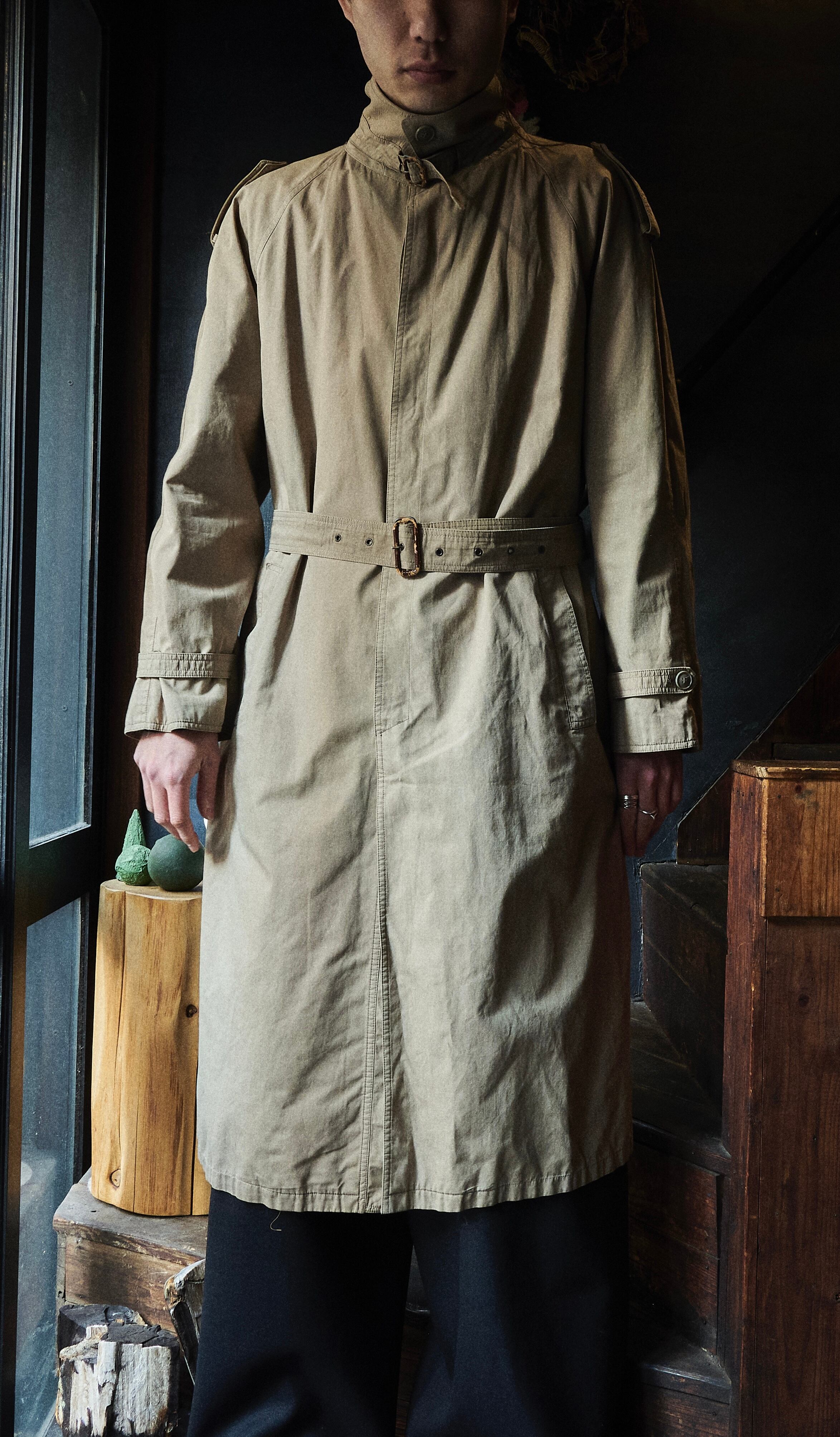 50 ほぼデッド 90s allegri Balmacan coat 綿100% vintage allegri High-density cotton single trench coat | FOLLIEE.